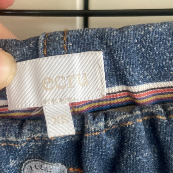 Ecru Denim-Print Wide-Leg Sweatpants - Picture 7 of 13